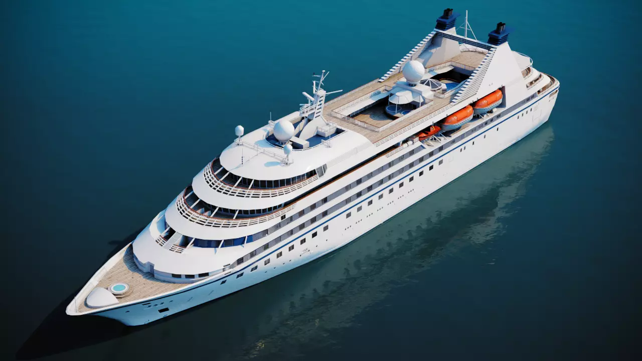 Luxury Cruiseship Low-poly 3D model_0