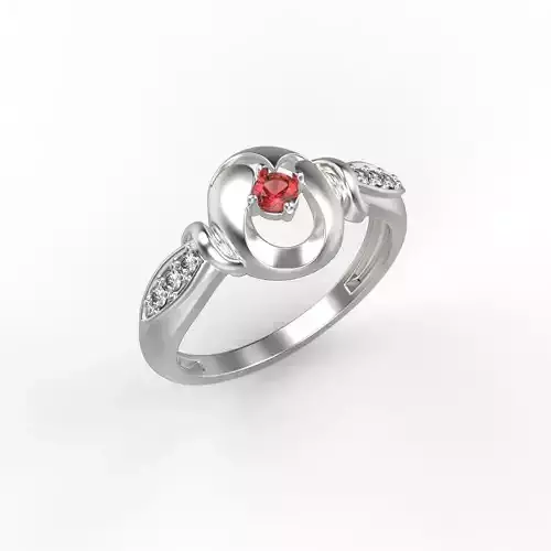 wedding engagement women ring with gems 3dm stl CAD