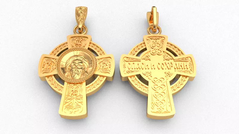 Krest-cross 3D print model gold cross pendant with jesus 3D print model_0