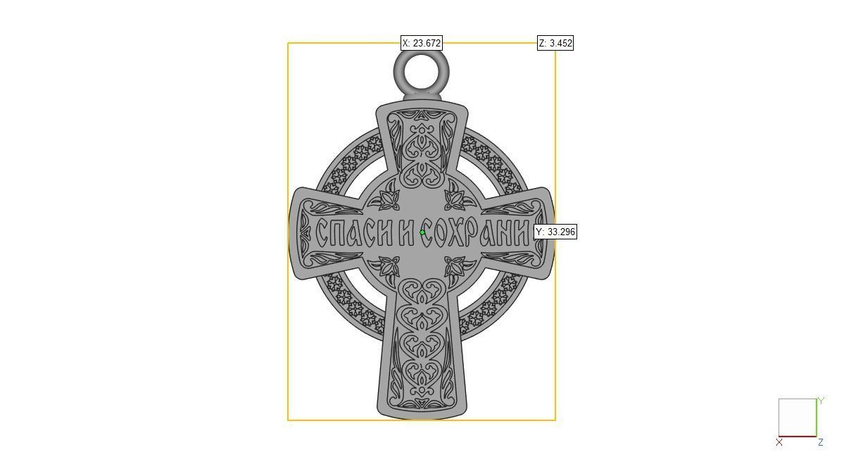 Krest-cross 3D print model gold cross pendant with jesus 3D print model_3