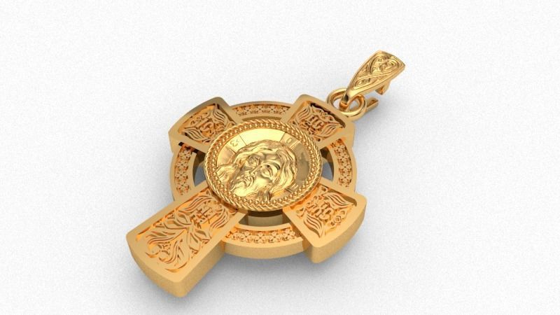 Krest-cross 3D print model gold cross pendant with jesus 3D print model_1