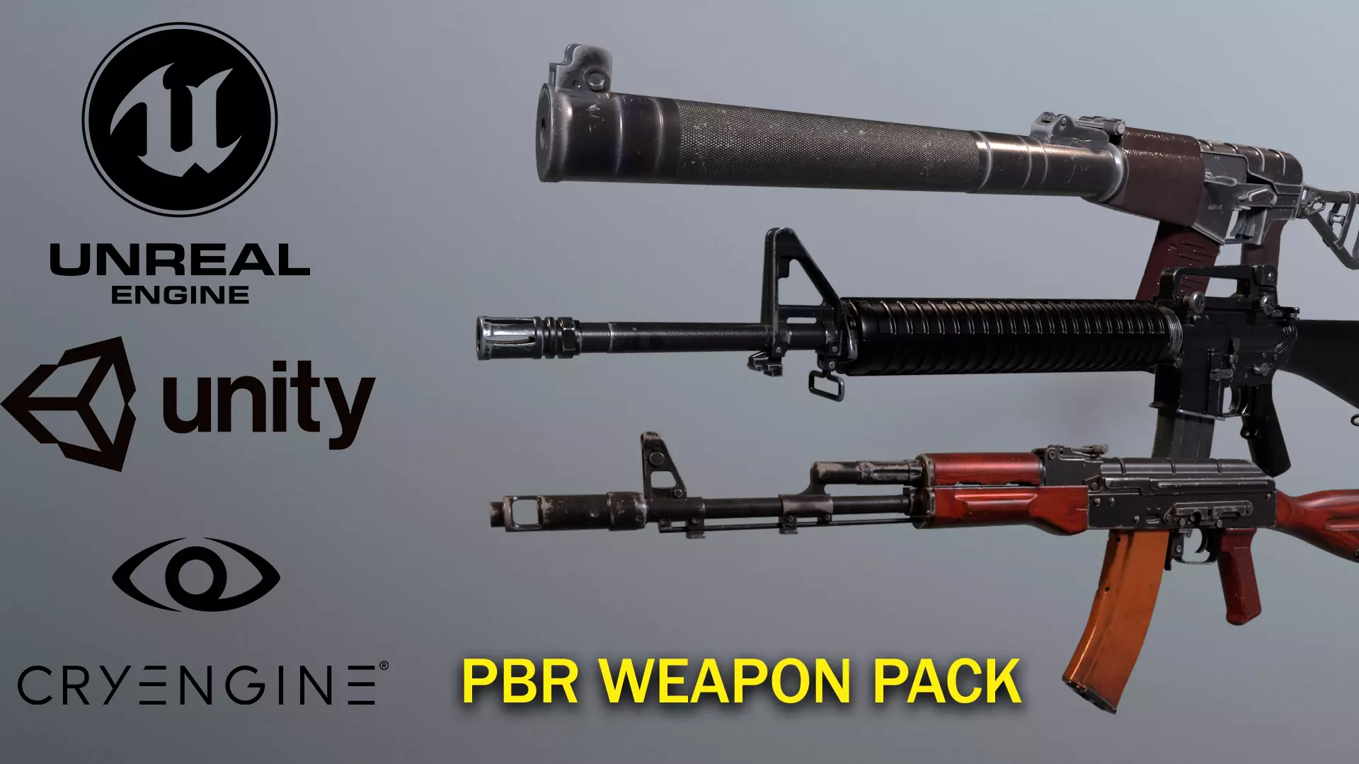 Assault Rifles Pack 3D Model Collection_0