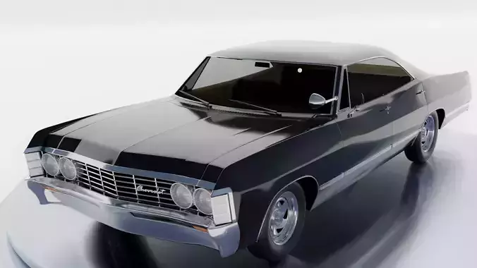 Vintage Classic Car Chevrolet Impala 1967 PBR more Bonus  Low-poly 3D model