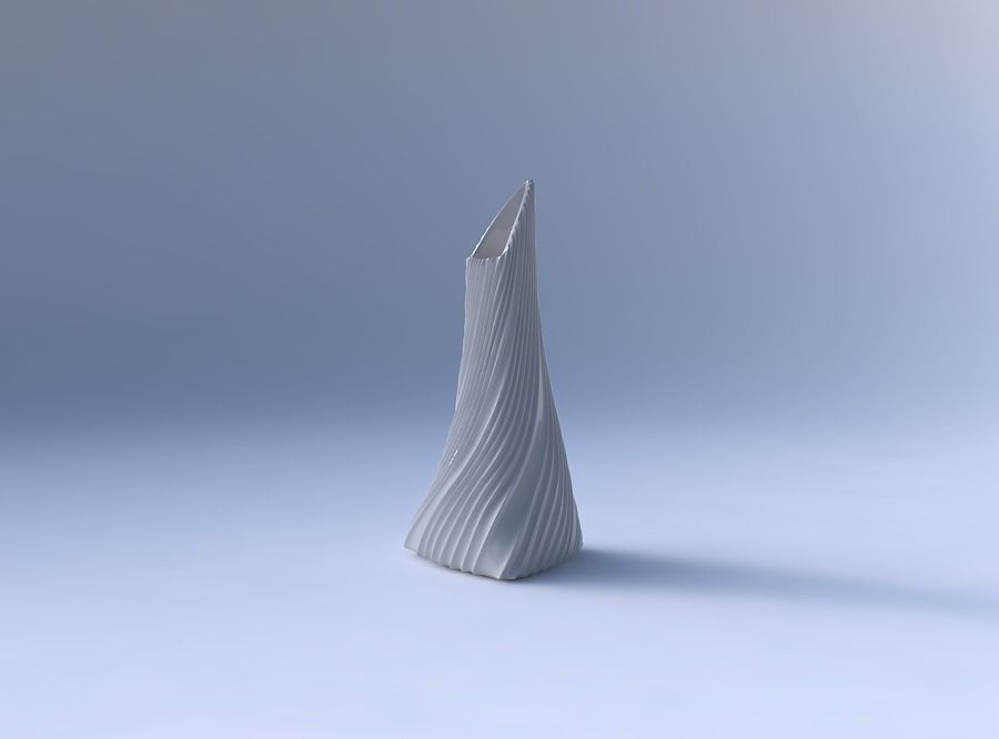 Vase grounded tipping triangle with flowing extruded lines 3D print model_4