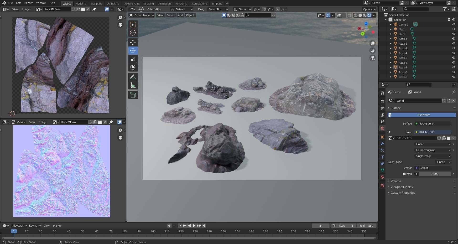 Sea Rocks - 9 Photo Scanned  - Clean typology - Low Poly Low-poly 3D model_2