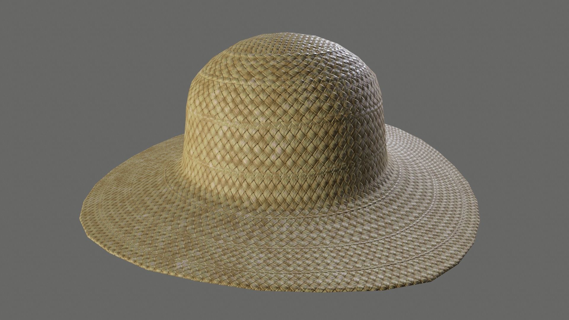 Straw Hat Low-poly 3D model_5