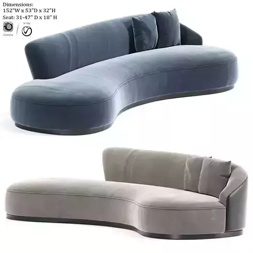 Marseille 2 Sofa in Mohair Curve Sofa 3D model