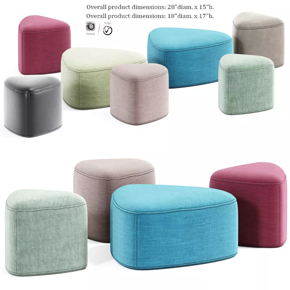 Pebble Ottoman Collection 3D model