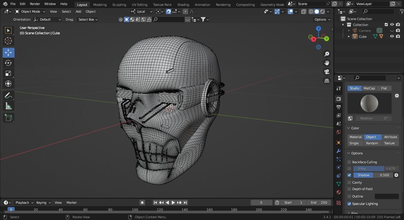 Random art of robotic head 3D model_7