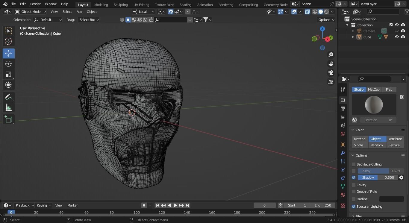 Random art of robotic head 3D model_6