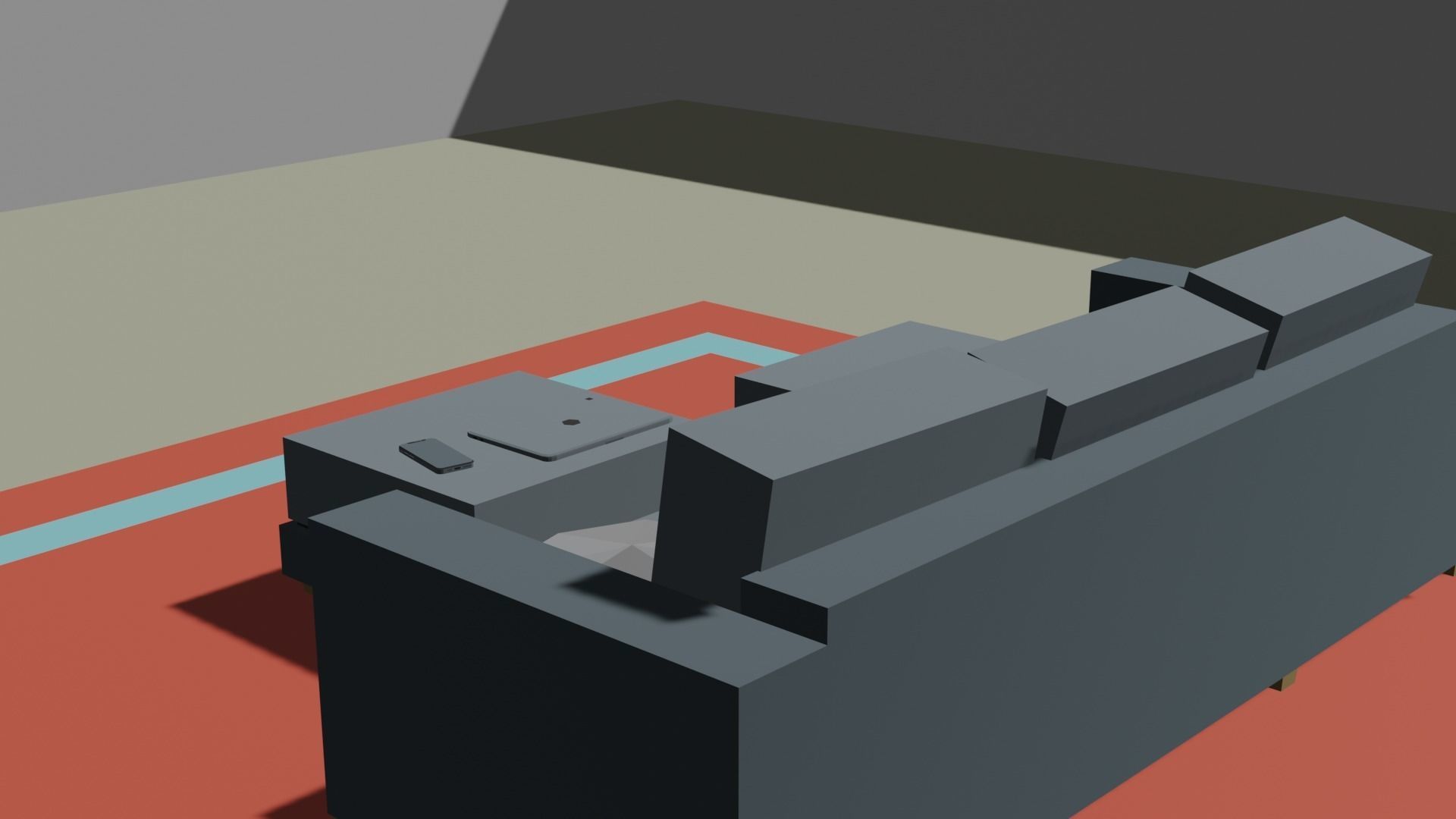 couch piece of art on wall Low-poly 3D model_9