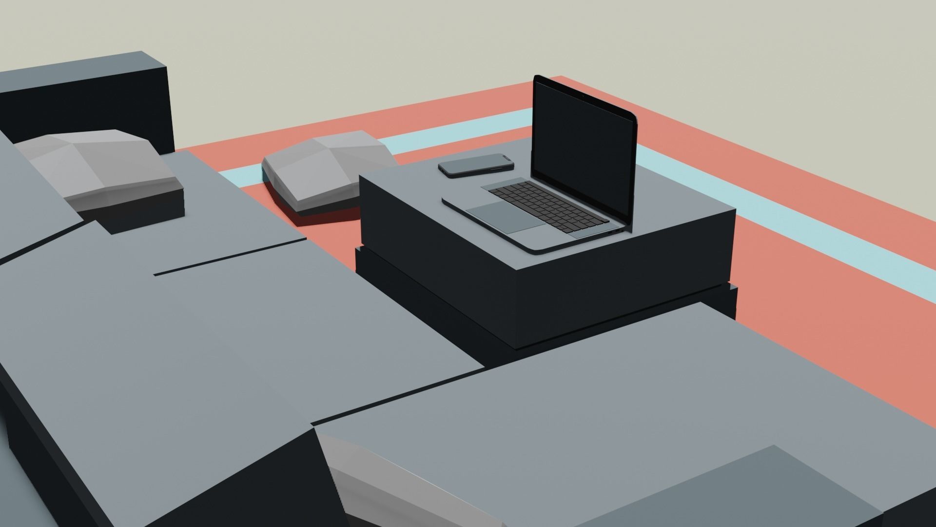 couch piece of art on wall Low-poly 3D model_8