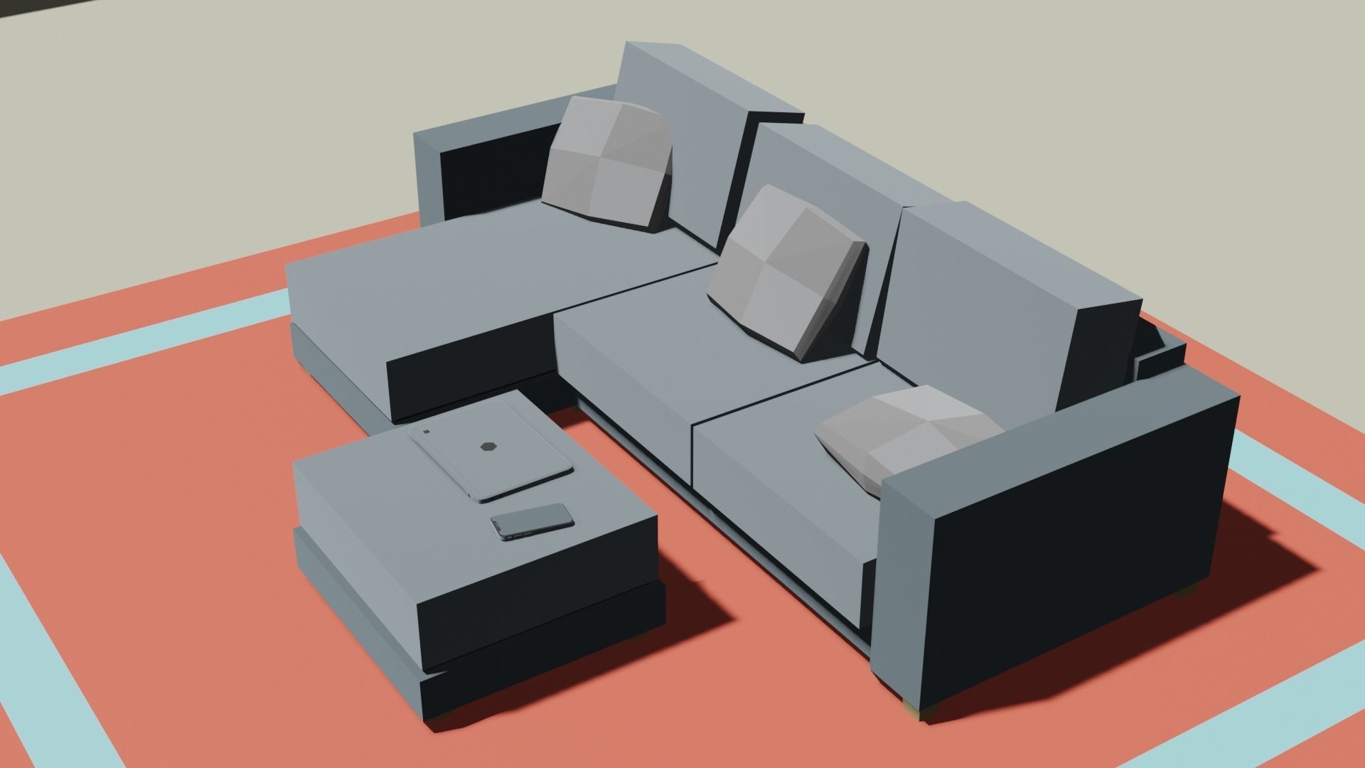 couch piece of art on wall Low-poly 3D model_2