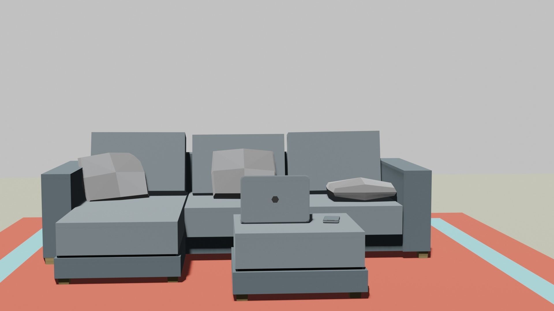 couch piece of art on wall Low-poly 3D model_1