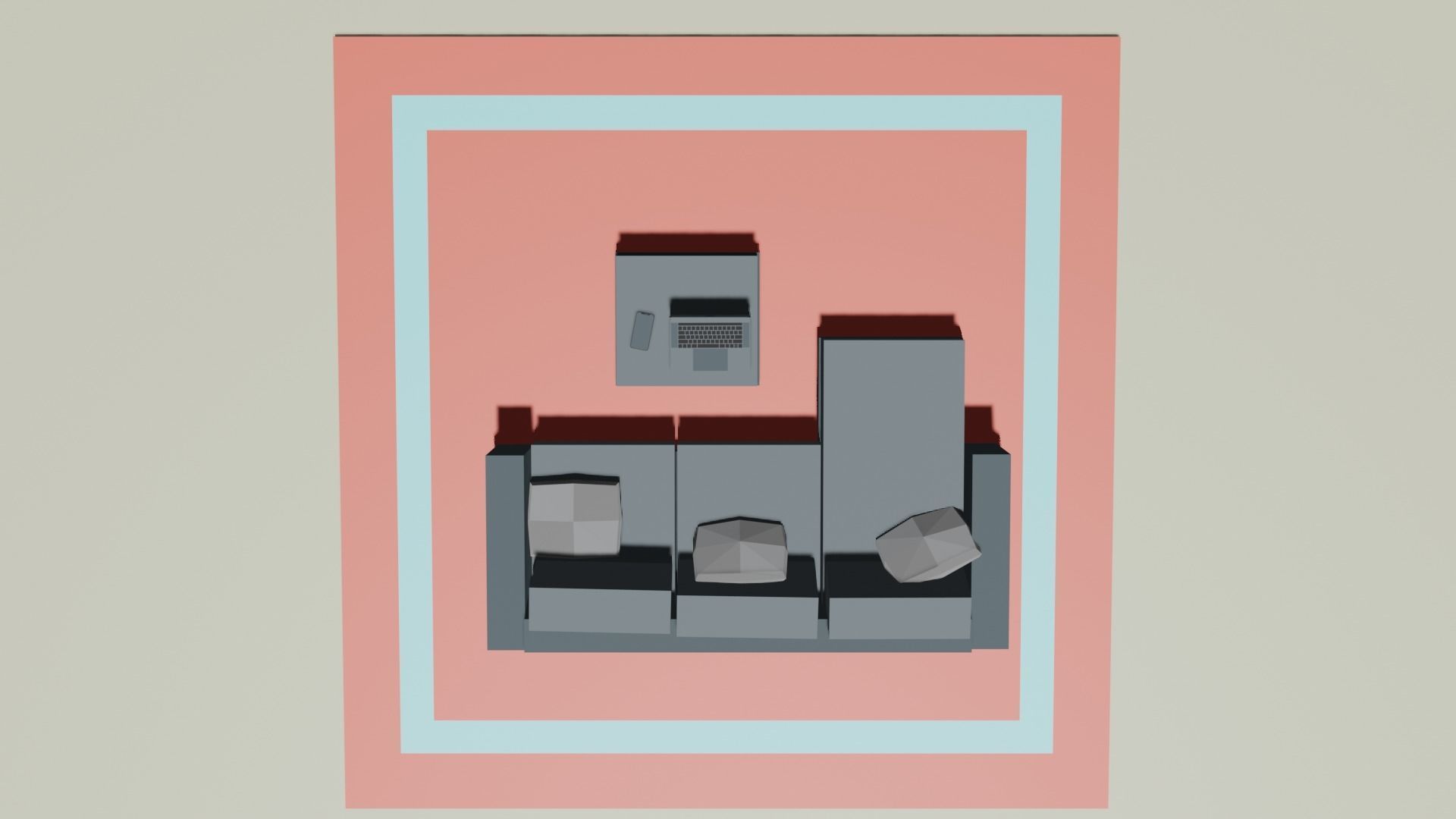 couch piece of art on wall Low-poly 3D model_7