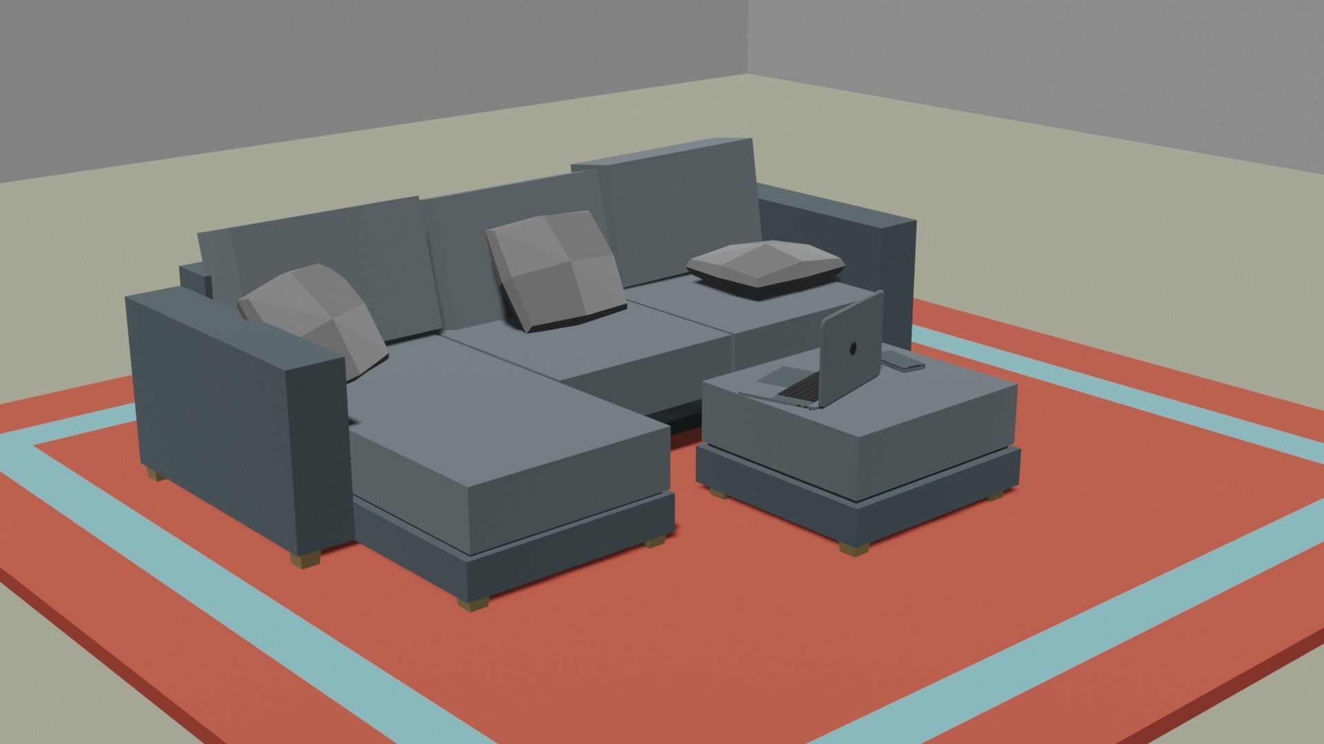couch piece of art on wall Low-poly 3D model_5