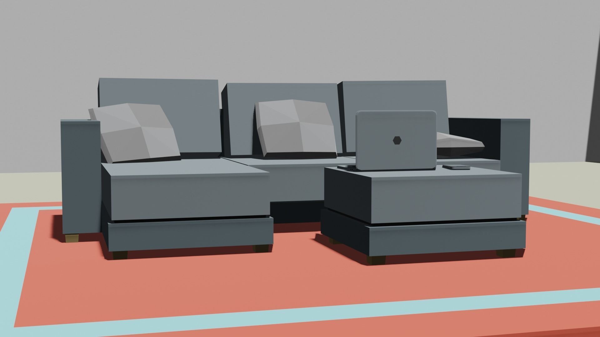 couch piece of art on wall Low-poly 3D model_4