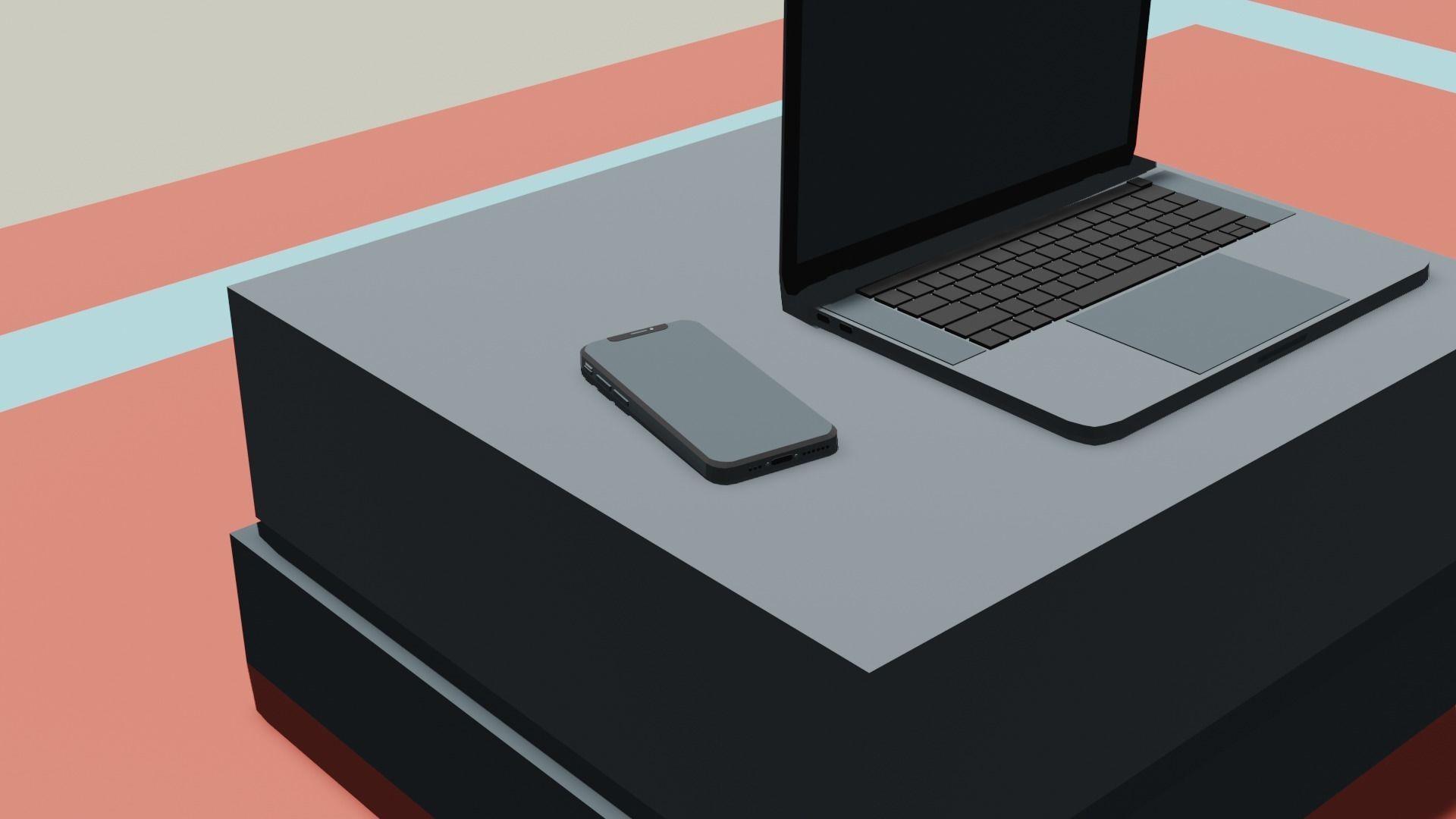 couch piece of art on wall Low-poly 3D model_3