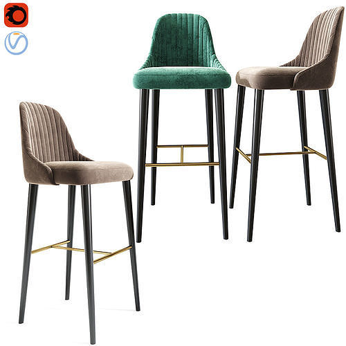 Torri Bar Stool And Dining Chair 3D model 3