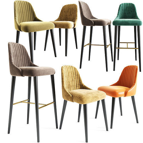 Torri Bar Stool And Dining Chair 3D model 2