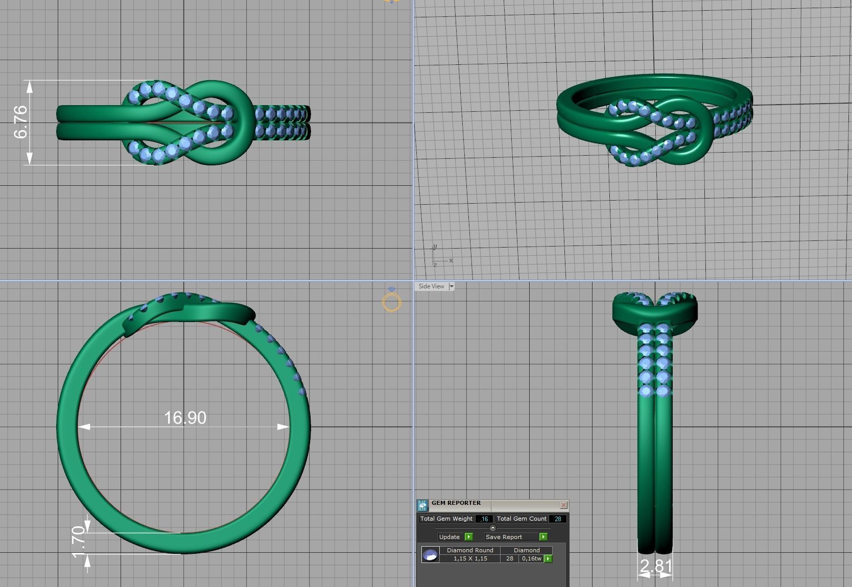 The Knot Loop ring Pave setting 3dmodel  3D print model_10