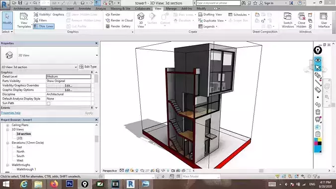 revit 4x4 residence by tadao ando 3D model