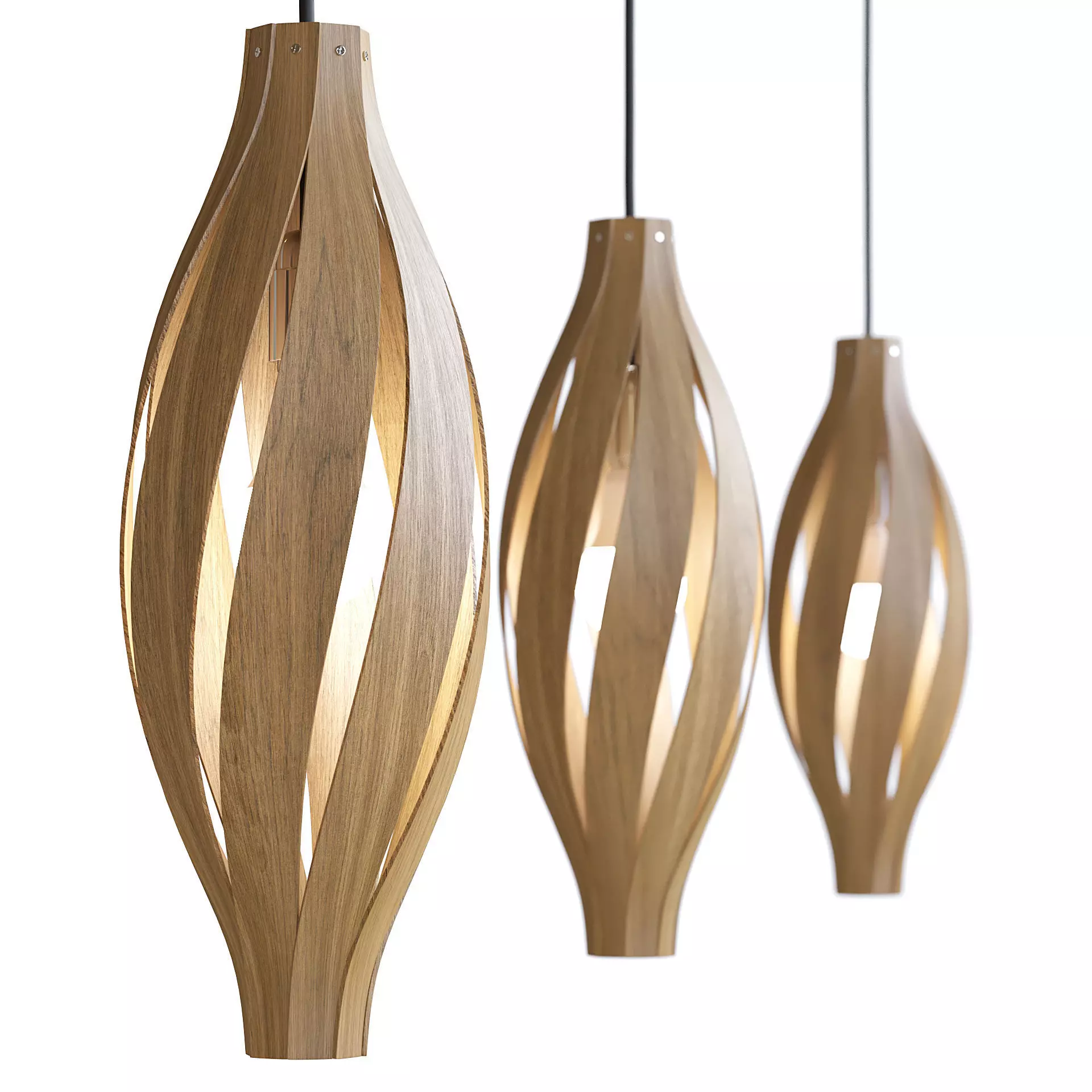 Wooden Hanging Lamp 3D model