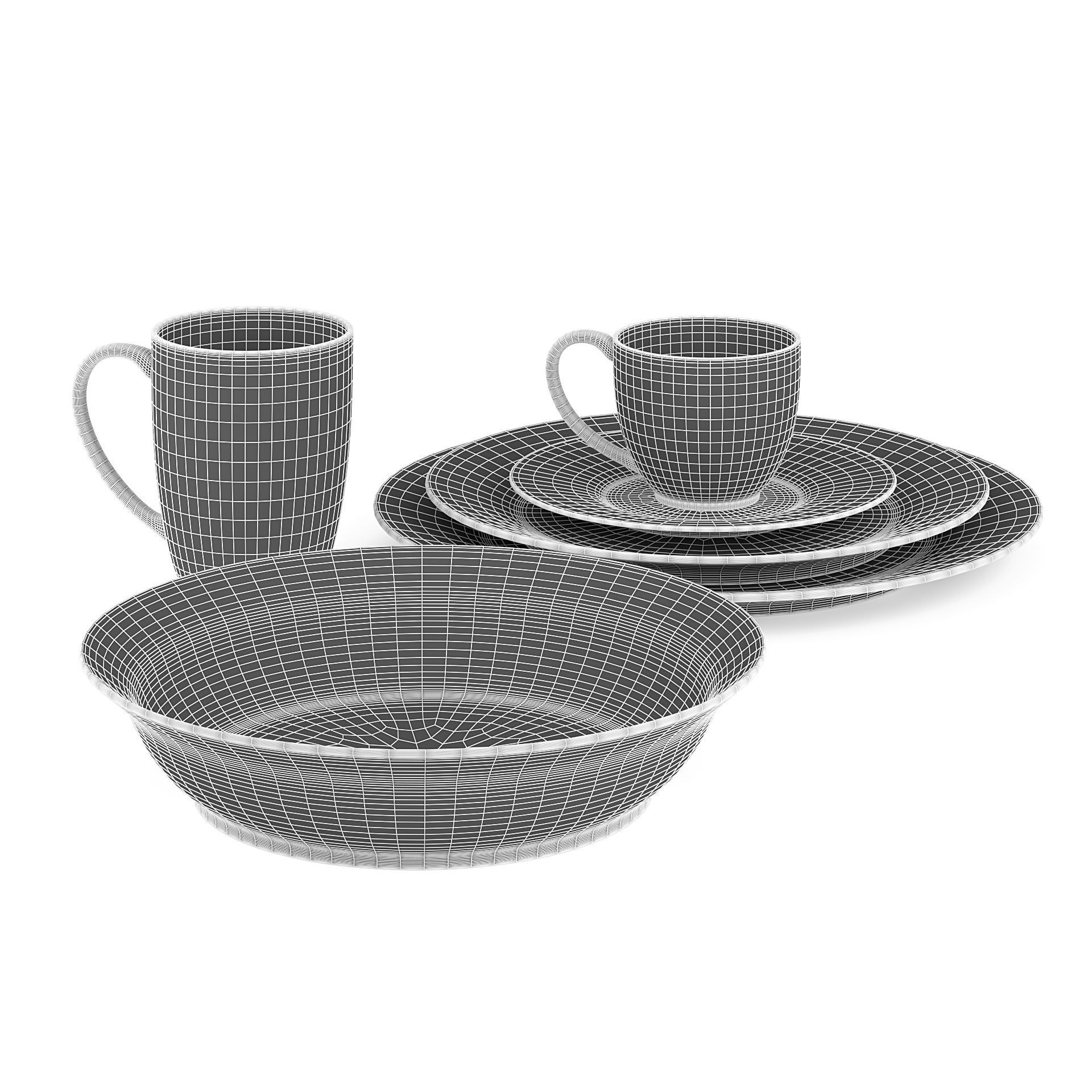 Tableware Set dinnerware 3D model_5