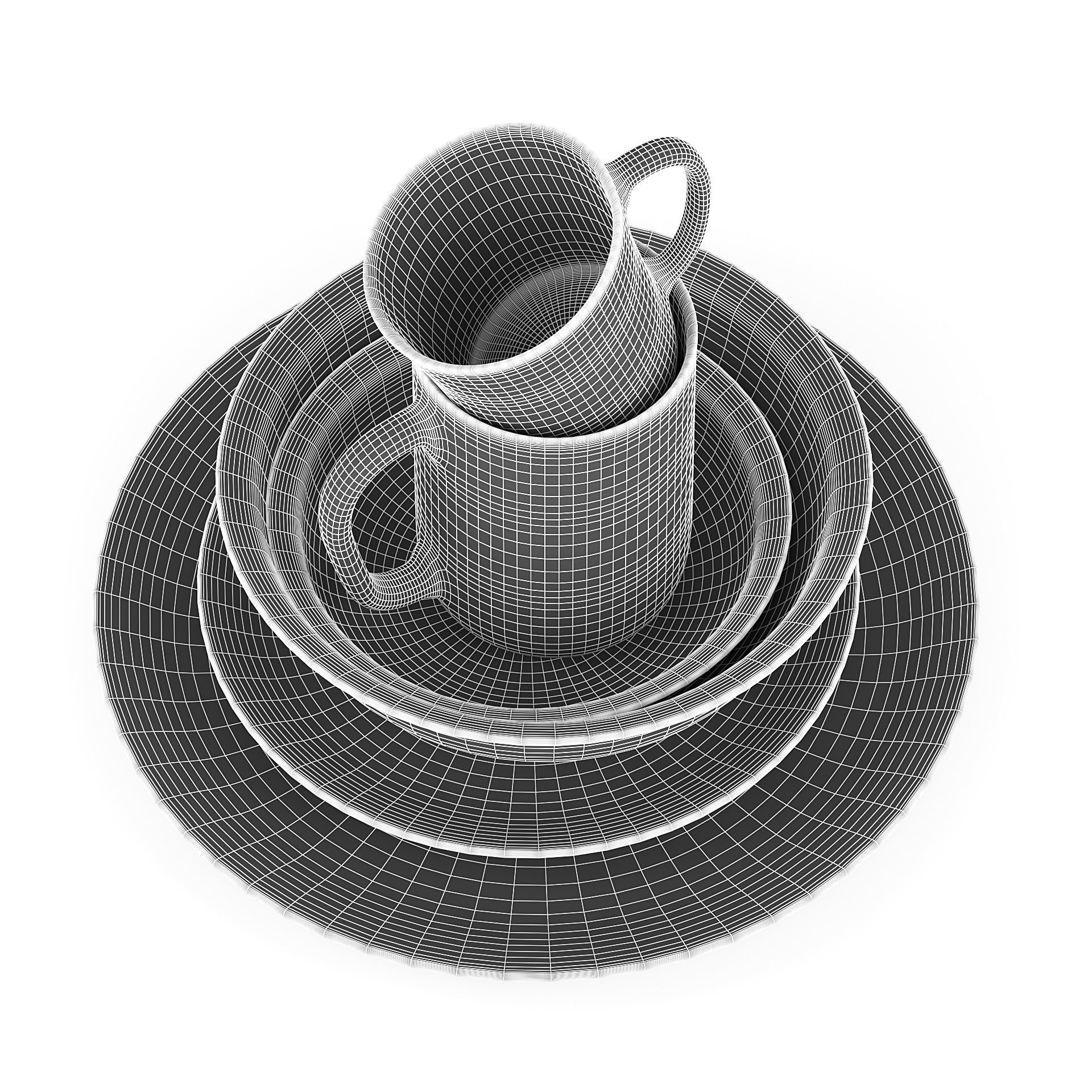 Blue Tableware Set 3D model_6