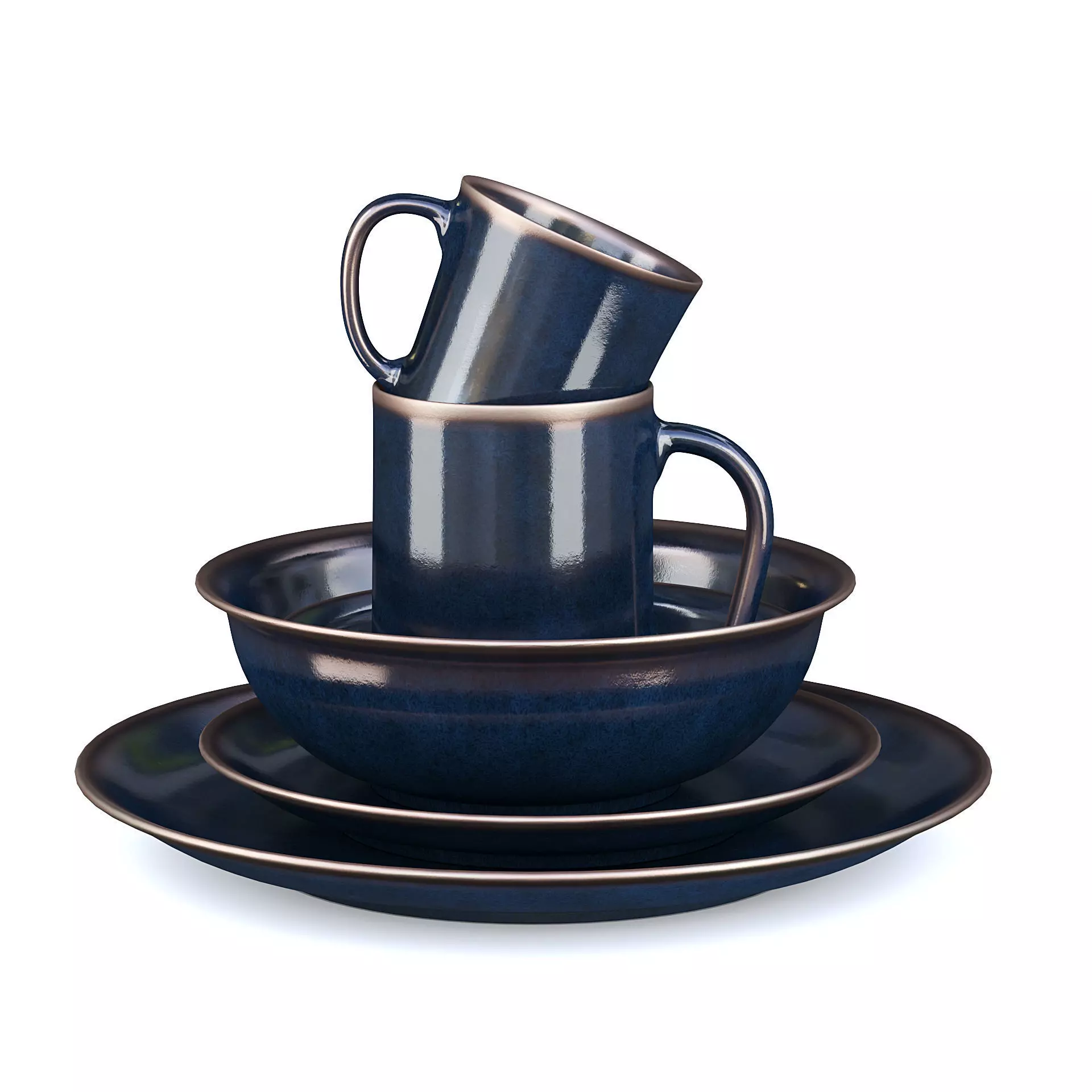 Blue Tableware Set 3D model_0