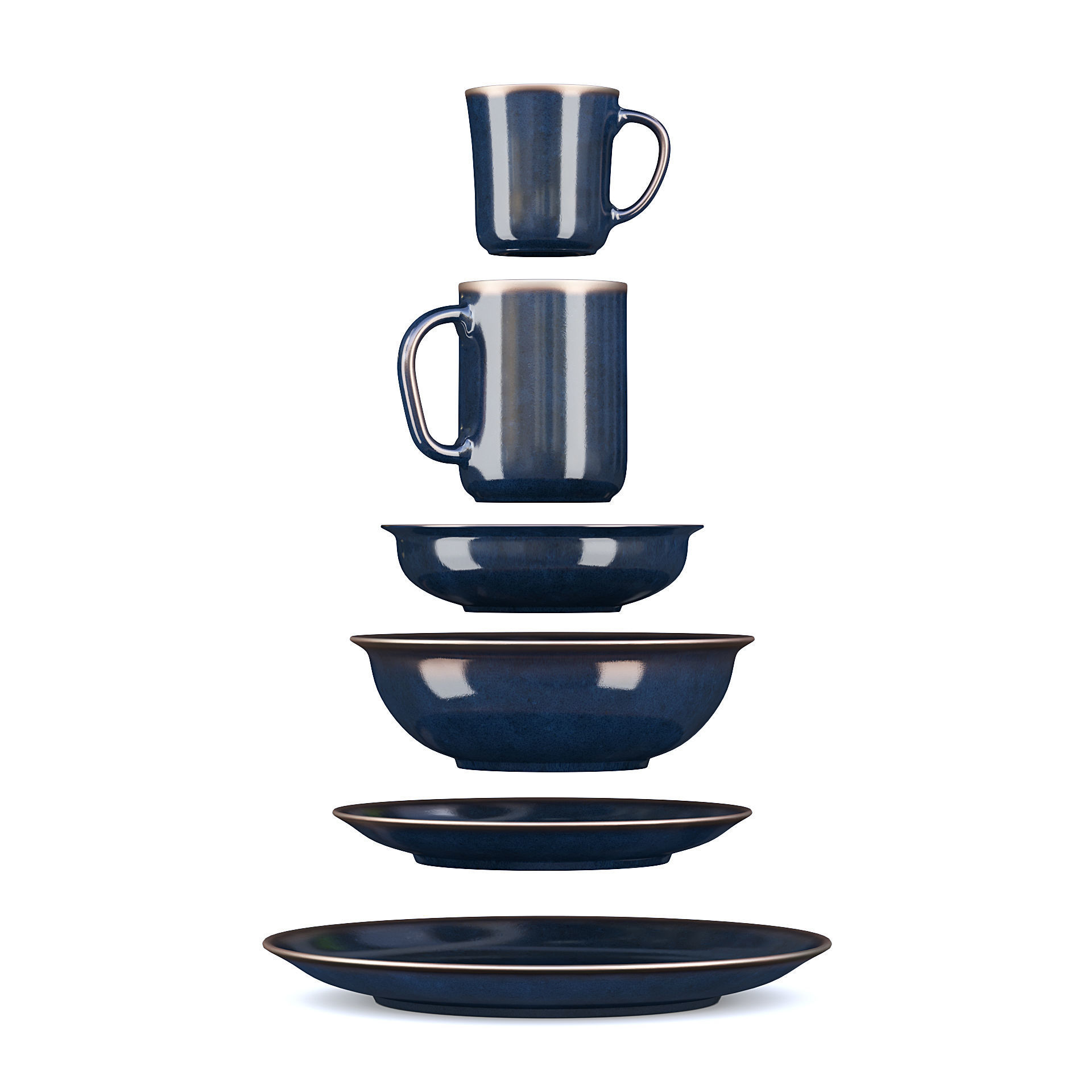 Blue Tableware Set 3D model_3