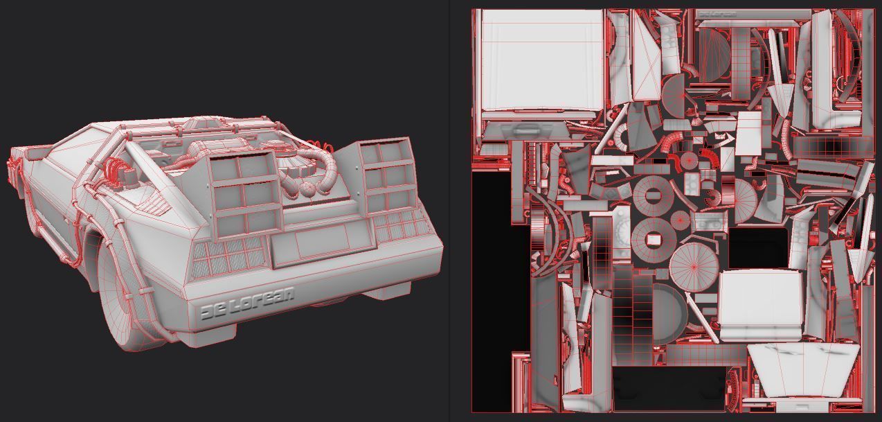 delorean back to future Low-poly 3D model_11