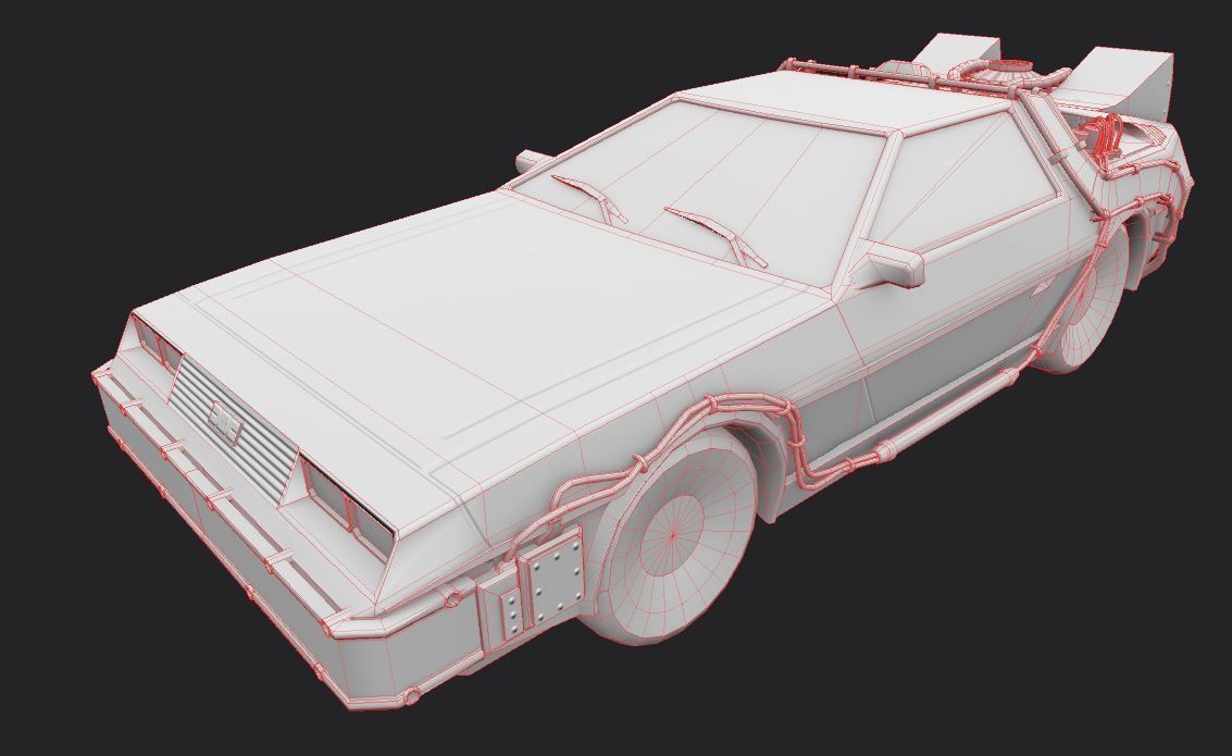 delorean back to future Low-poly 3D model_8