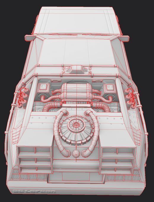 delorean back to future Low-poly 3D model_10