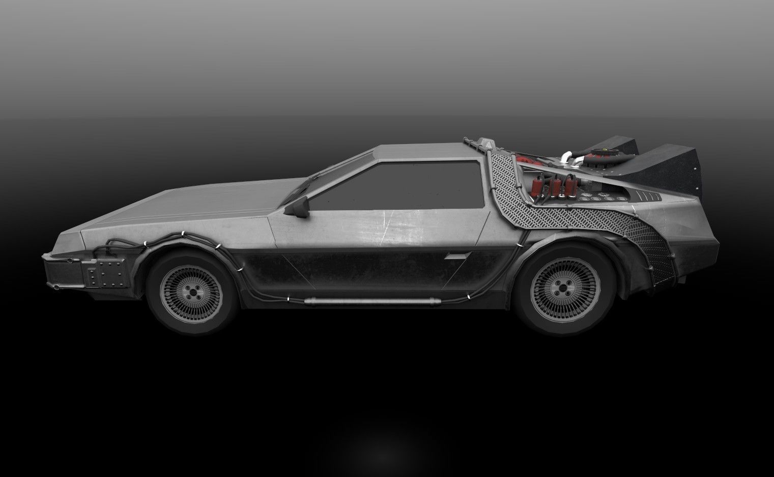 delorean back to future Low-poly 3D model_4