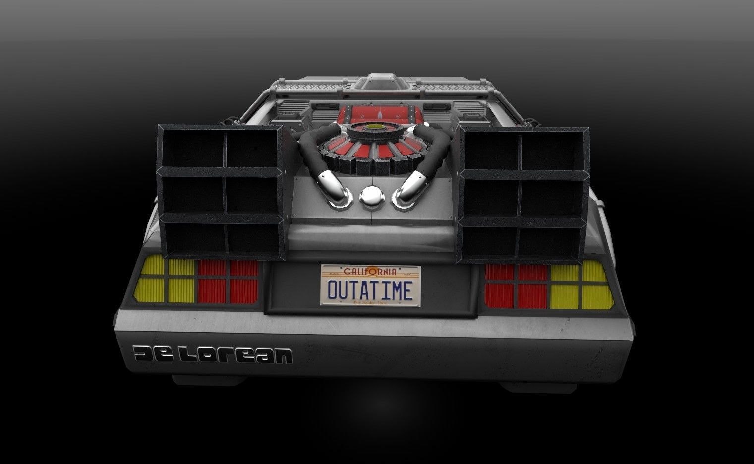 delorean back to future Low-poly 3D model_5