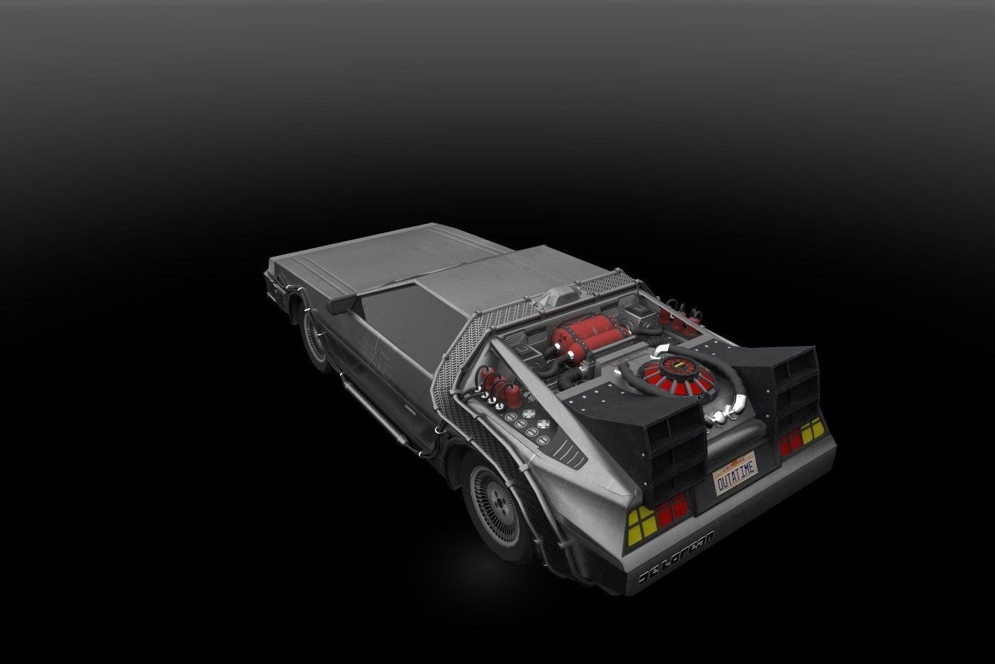 delorean back to future Low-poly 3D model_2