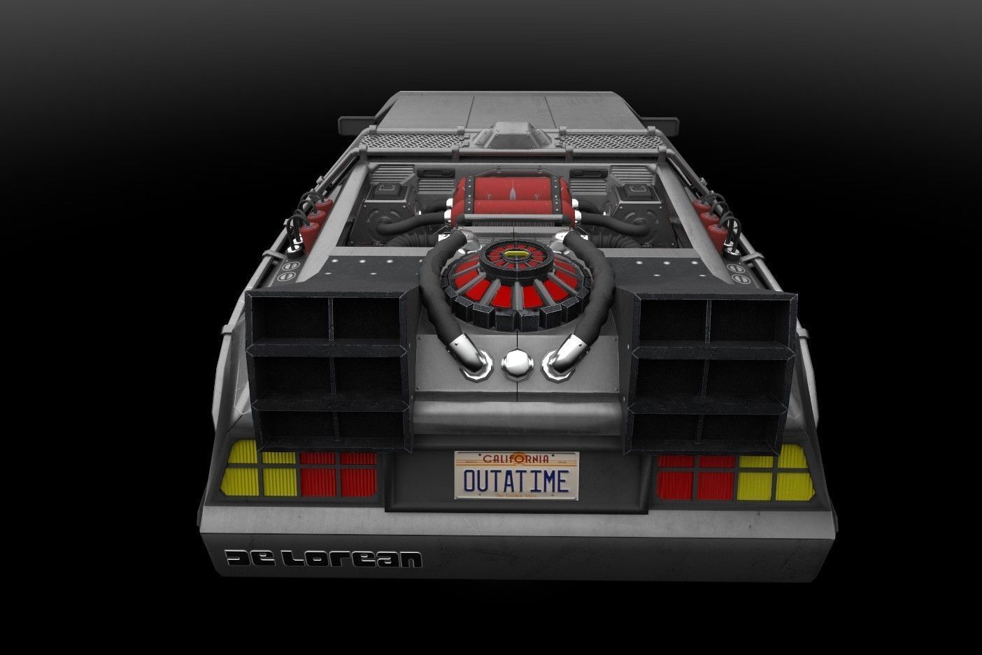 delorean back to future Low-poly 3D model_1