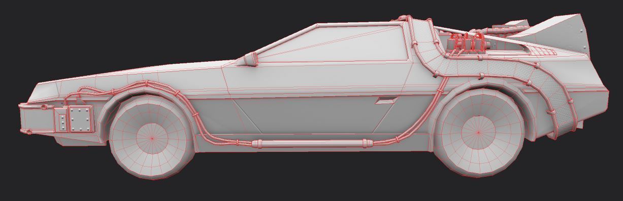 delorean back to future Low-poly 3D model_12