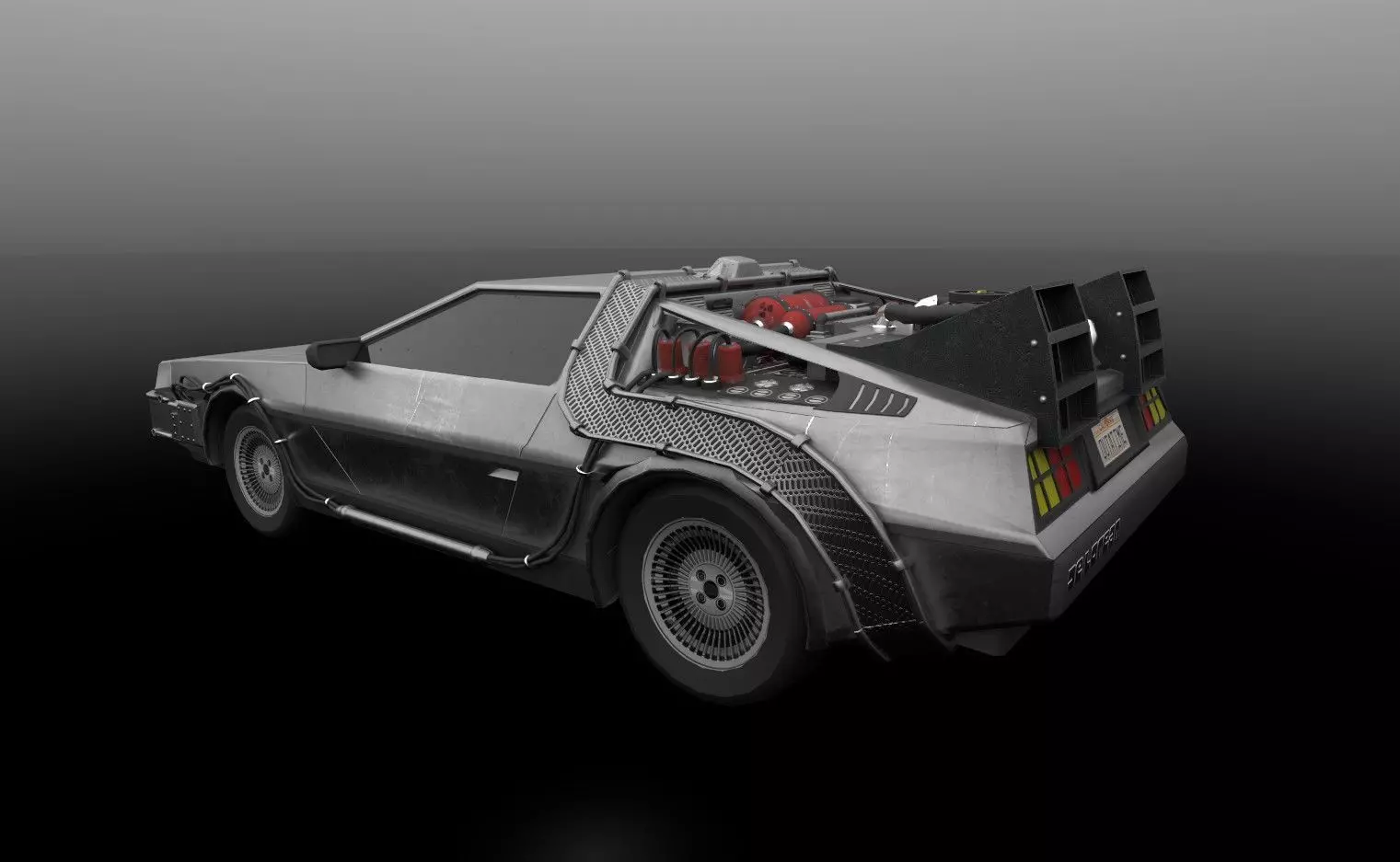 delorean back to future Low-poly 3D model_0