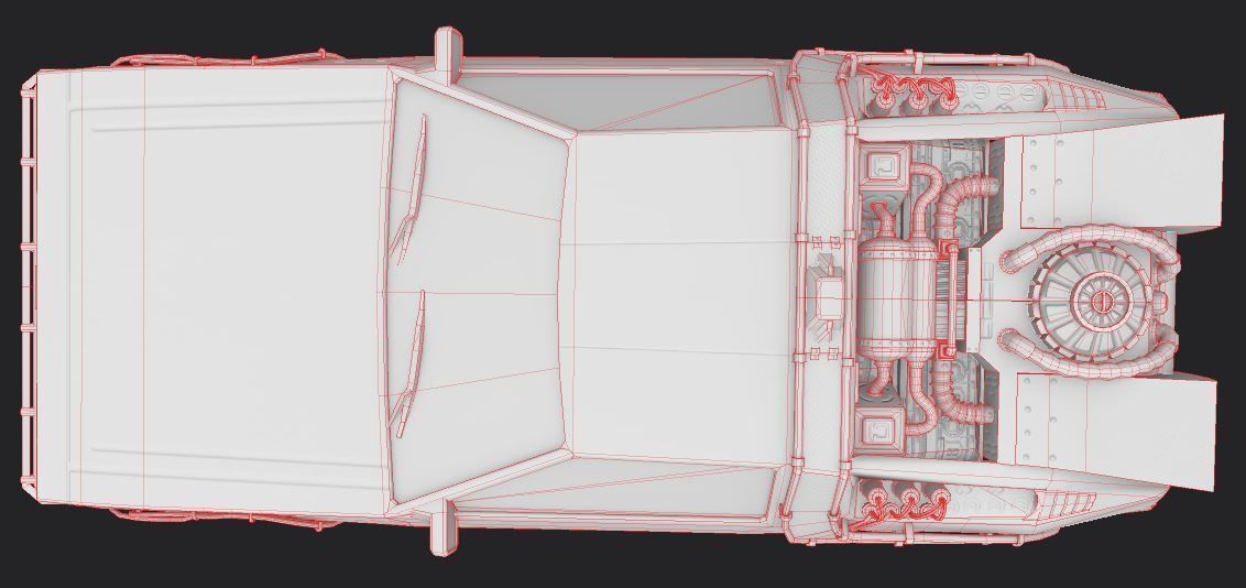 delorean back to future Low-poly 3D model_9