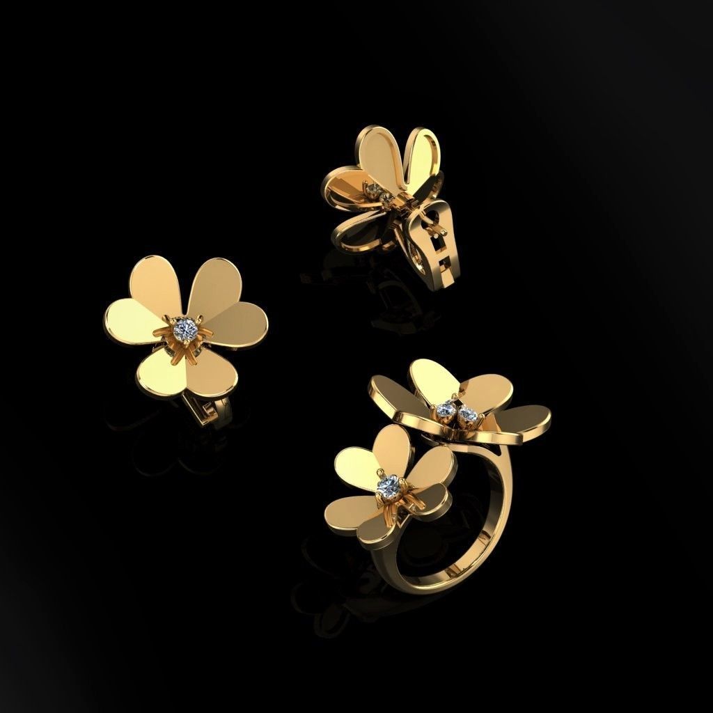 Ring and Earrings 103 3D print model_2