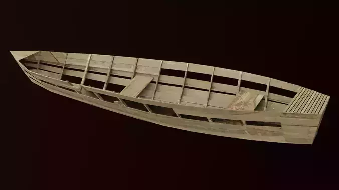 Boat crushed Low-poly 3D model