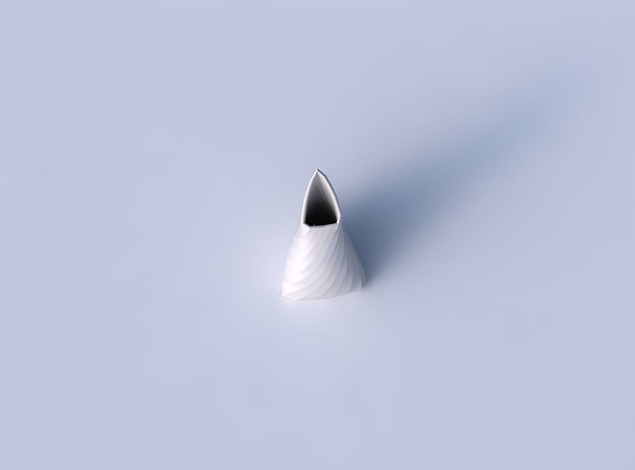 Vase grounded tipping triangle with twisted bands 3D print model_2