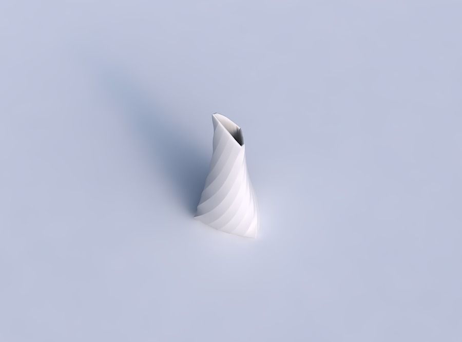 Vase grounded tipping triangle with twisted bands 3D print model_1