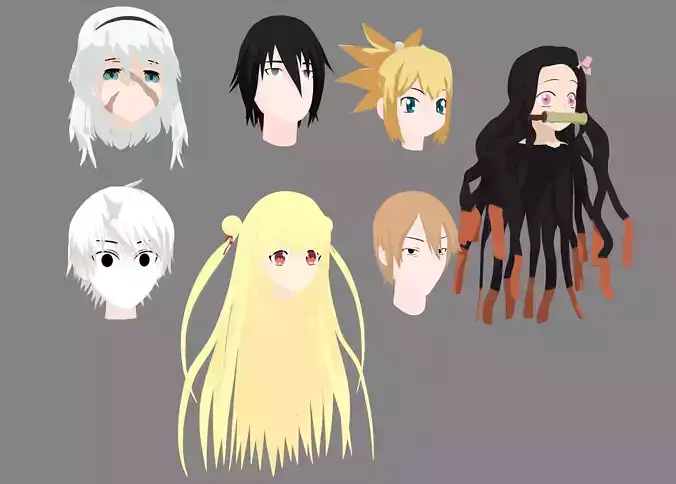 Anime Hair Low-poly 3D model