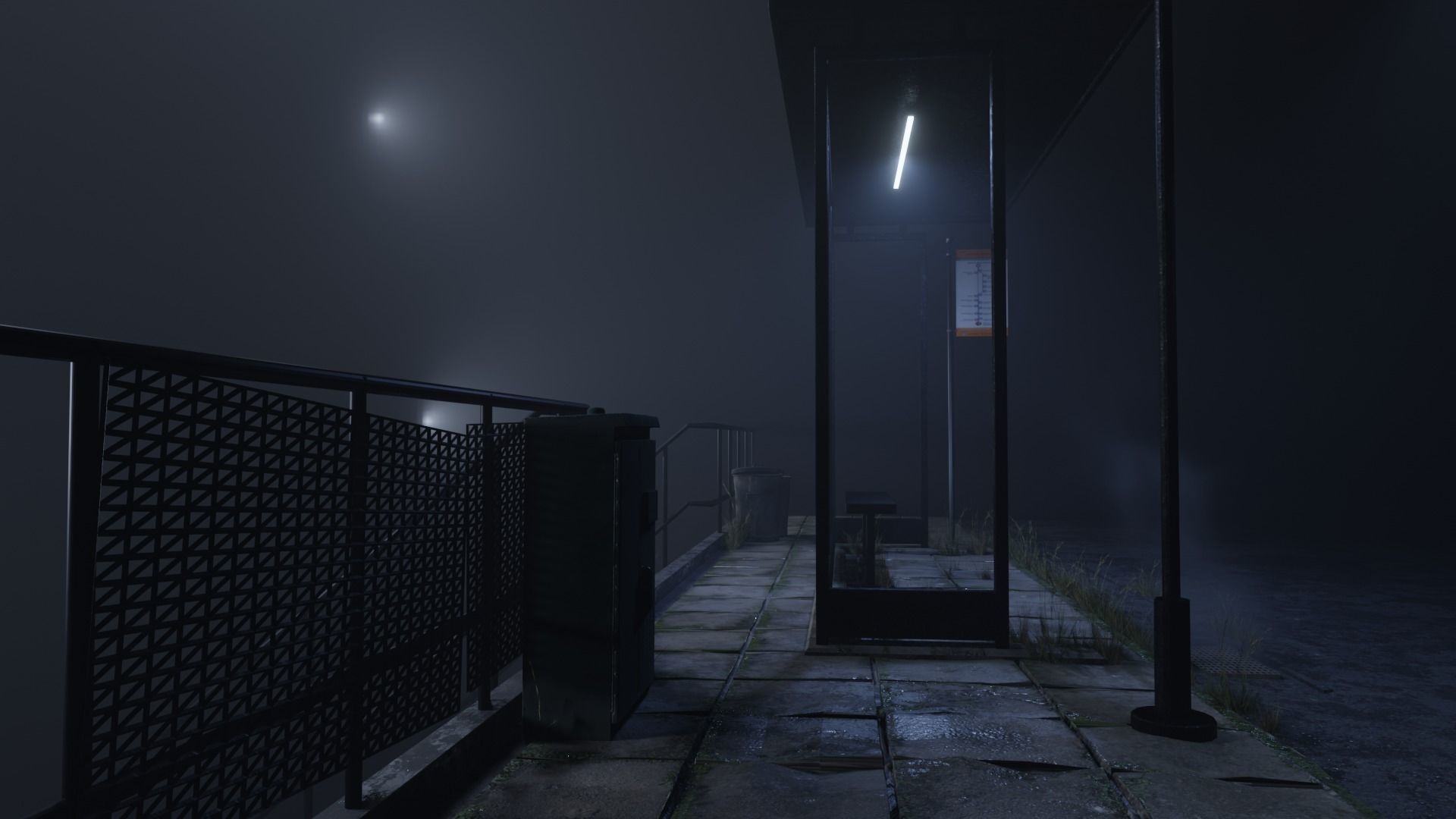 atmospheric bus stop scene Low-poly 3D model_4