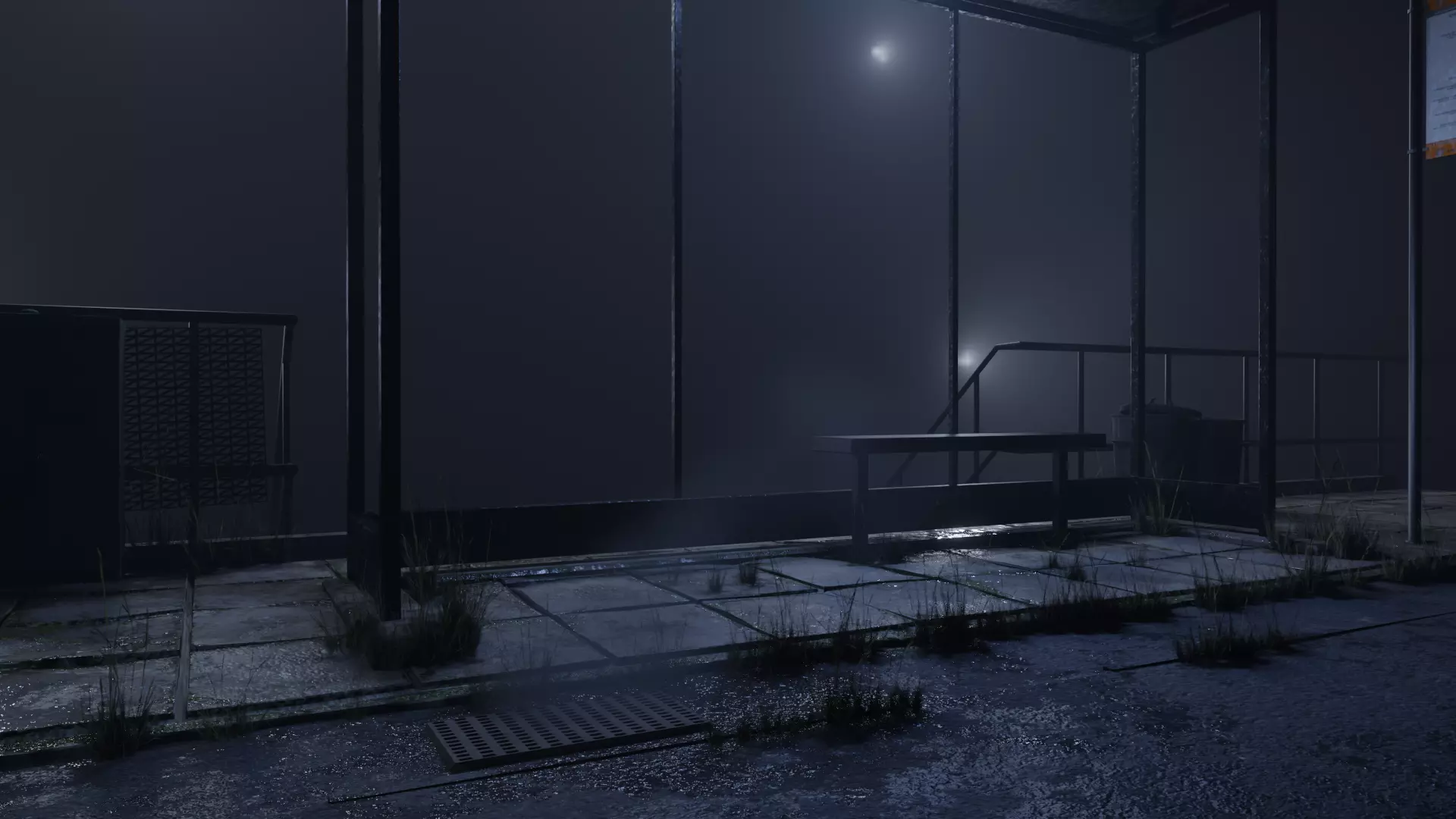 atmospheric bus stop scene Low-poly 3D model_0