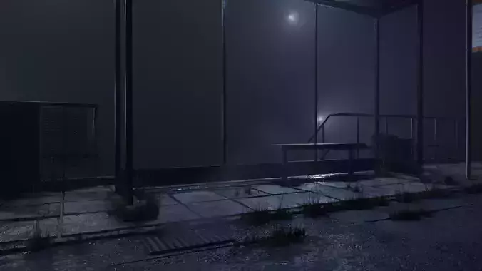 atmospheric bus stop scene