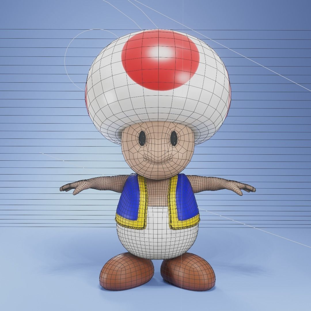 Toadstool toad character from super mario Low-poly 3D model_6